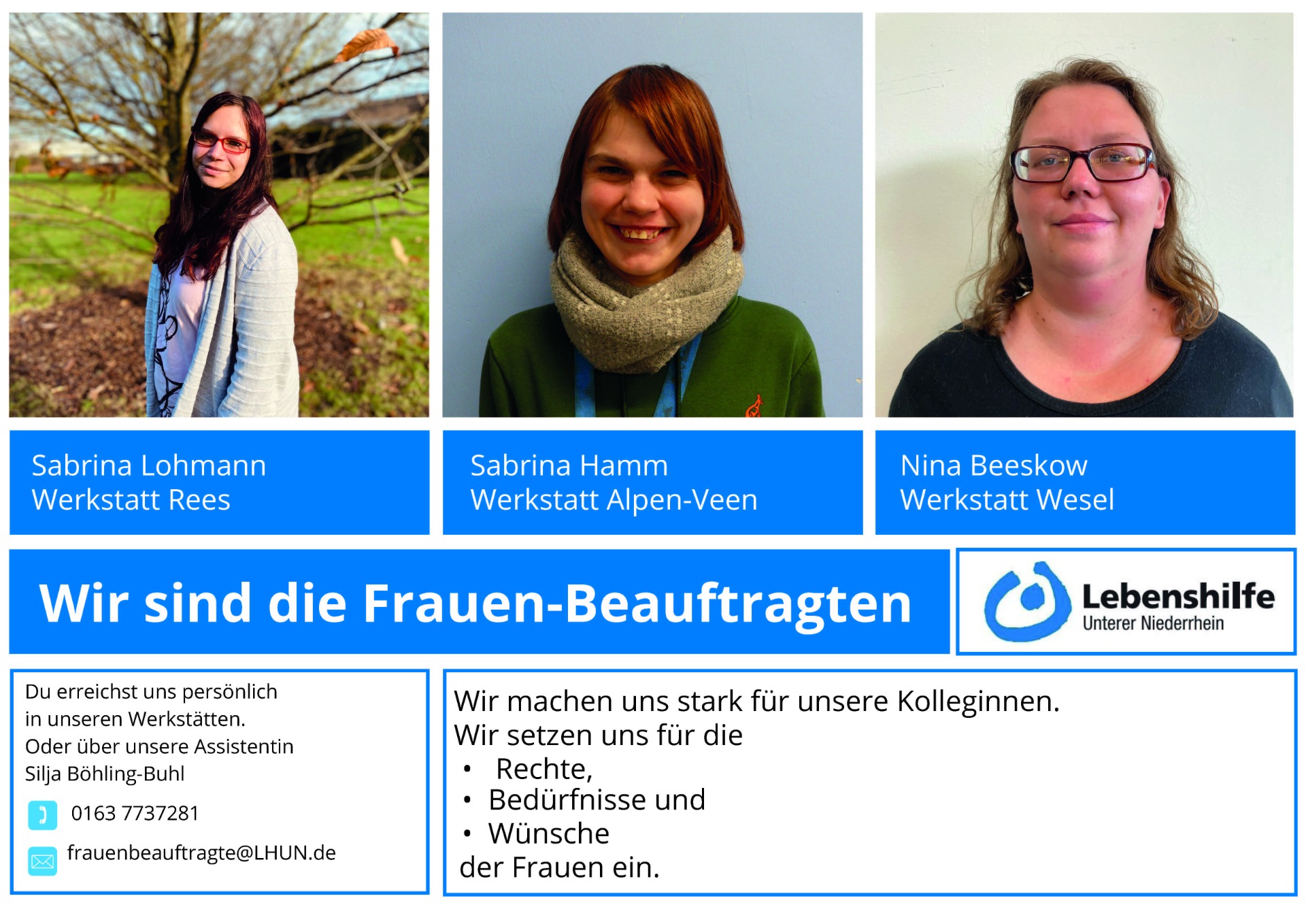 Die Frauenbeauftragte mit ihrer Stellvertreterin und Assistentin